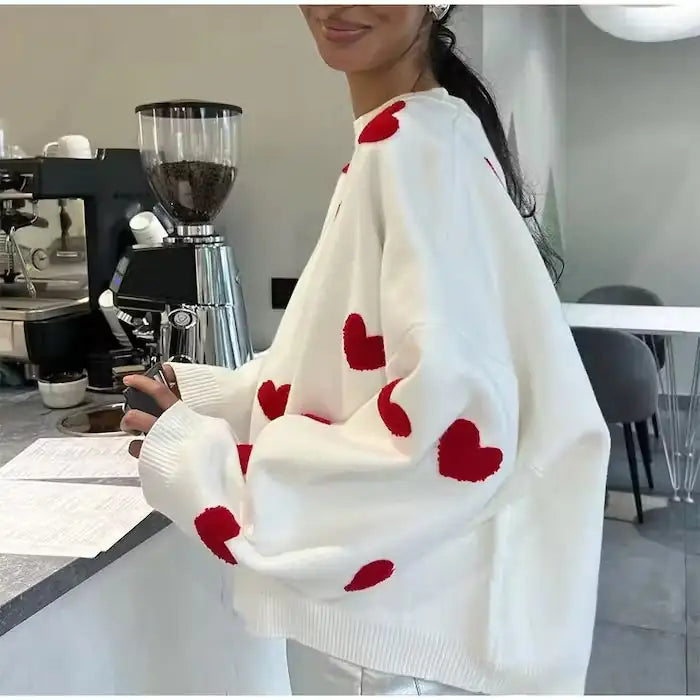 Jersey de corazón rojo bordado