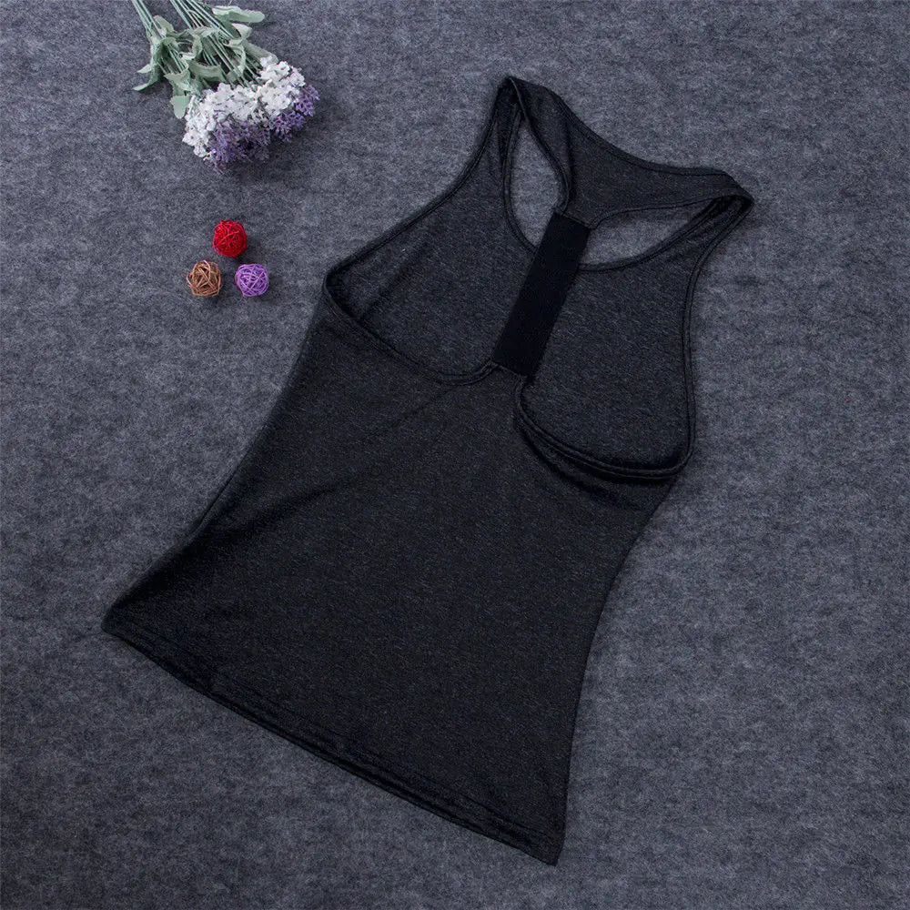 Camisas casuales de yoga sin mangas para mujer